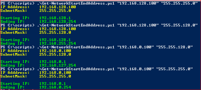 PowerShell Script Calculate First And Last IP Of A Subnet Managing 